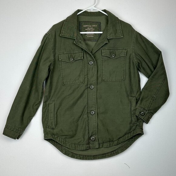 American Eagle  Oversized Shacket Coat Olive - Picture 1 of 7